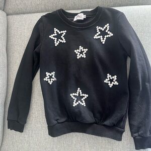 Black Sweatshirt with Star Embellishments